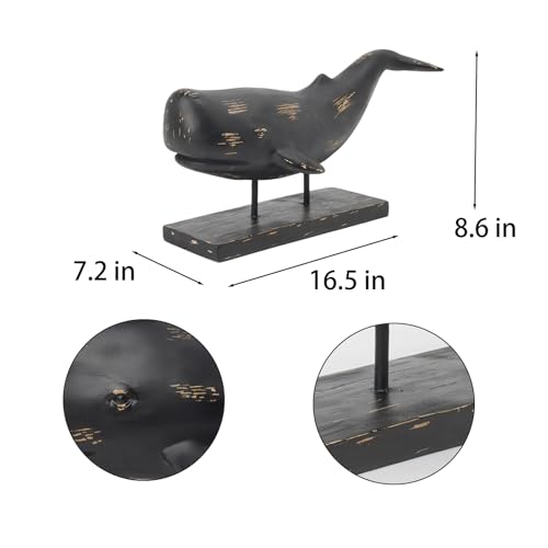 Estatua de Ballena Guichifun en Resina Negra 16.5 x 7.2 x 8.6 in miniatura 5