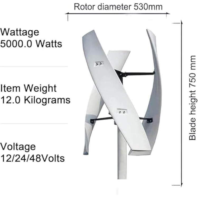 10000W Wind Turbine Generator, Low Speed 3 Blades Wind Turbine Kit Windmill Generator 12V 24V 48V 220V Portable Vertical Helix Wind Power Turbine Generator Kit with Controller,24V