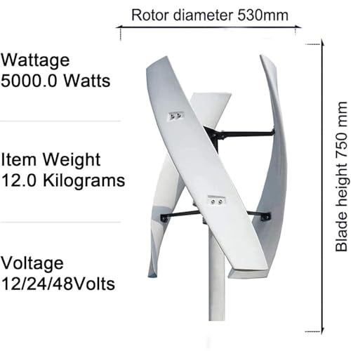 Éolienne horizontale 6000W avec contrôleur de charge triphasé