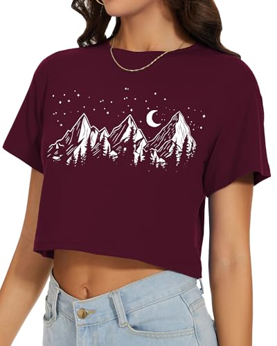 Image of Womens Summer Crop Tops Short Sleeve Round Neck T-Shirts Loose Fit Casual Blouse 2026