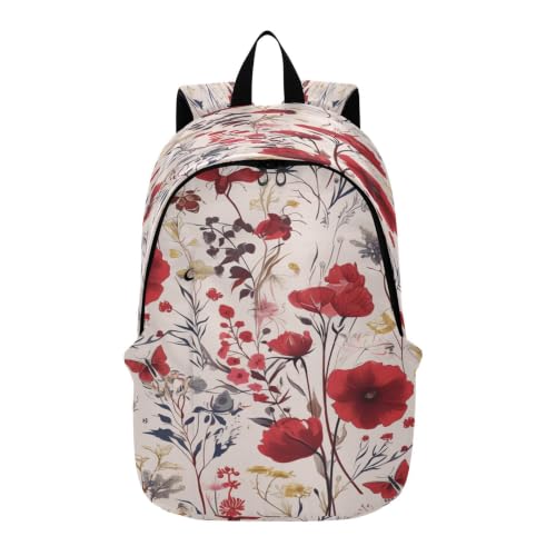 Sac à dos de randonnée extérieure fleur rouge pour les escapades de week-end