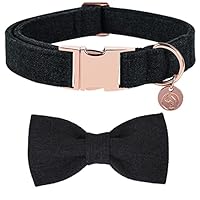 DOGWONG Hundehalsband Mit Abnehmbarer Fliege – Blaues Plaid, Verstellbar