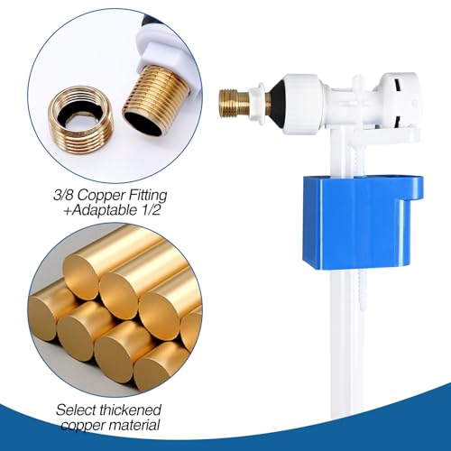 Spülkasten Füllventil, G3/8 und G1/2 Messing Anschluß Spülkasten Ersatzteile Universelles Füllventil, Schwimmerventil Spülkästens für seitliche Toilettenspülkästen, Einstellbare Wassermenge