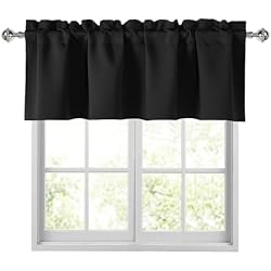 JIUZHEN Black Valances for Kitchen Windows 42" W x 18" L, 1 Panel