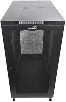 NavePoint 24U Black Network Cabinet with Wheels, 33 Deep, 19 Inch Rack for IT Equipment, 1000lbs Capacity