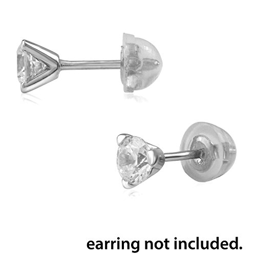 Universal Ezback Earring Backs Soft Clear Silicone And 14K White Gold Small 2 Pairs #TOP3