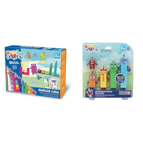 Image of Learning Resources MathLink Cubes Numberblocks 1-10 Activity Set & Numberblocks Friends One to Five, Official Collectible Toys