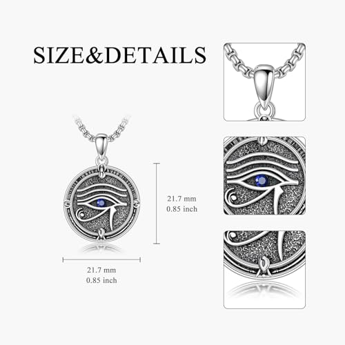 PROESS Masonic Necklace for Men S925 Sterling Silver Eye of Horus/Star of David/Ankh Pendant Faith Necklace Religious Gifts for Men Women4