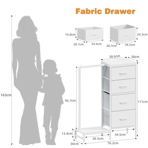 Commode-Penderie 4 Tiroirs Blanche Réversible OYRREU