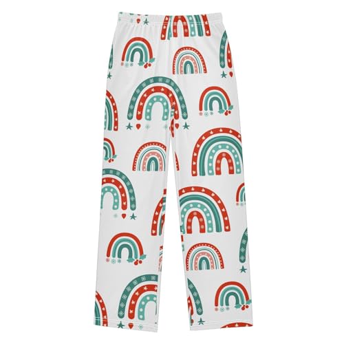 Boys' Pants Christmas Xmas Cute Rainbow Long Bottoms Jogger Pants Elastic Waist Trousers with Pockets S-XL