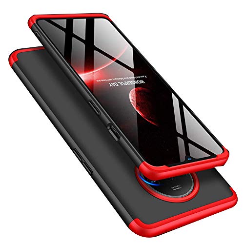 HMTECHUS OnePlus 7T Case Shockproof 2 in 1 Hard PC Plastic Material Anti-Scratch Bumper Full Body Coverage Protection Ultra-Thin Cover for OnePlus 7T 2 in 1 PC Black-Red AD
