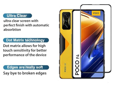 Image of HD Tempered Glass Screen Protector Compatible For Poco F4 5G With Edge To Edge Coverage And Easy Installation Kit