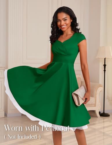 Bbonlinedress Womens 1950s Vintage Christmas Cocktail Party Formal Dress 50s 60s Retro Rockabilly Pinup Swing Dress Green S