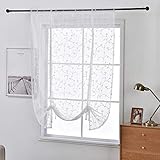scheibengardine leinen 80 cm breit Material: aus 100% Polyester; Farbe: weiß; Verarbeitung: transparente Voile mit Stickerei Muster