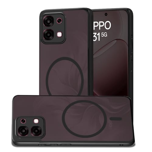 Image of AESTMO Oppo F31 / F33 5G Back Cover | 360 Protection | Matte Frosted Hard Back Translucent | Compatible with MagSafe Accessories (MagSafe Matte Hard Black Bumber)