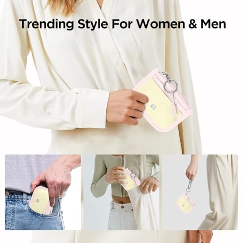 Image of Babysun Mini Rfid Card Holder Slim Wallet with Change Zipper Pocket /3 Crad Slots /Key Ring, Small Wallet Thin Credit Card Wallet for Women & Men