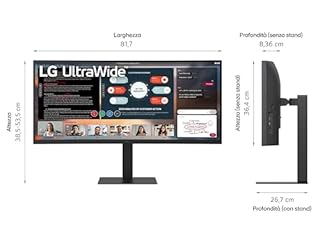 LG 34U650A Monitor UltraWide 21:9 Curvo 34" WQHD (3440x1440), IPS, HDR 10, sRGB 99%, Speaker Stereo 14W, USB-C Hub USB, Stand regolabile, Nero