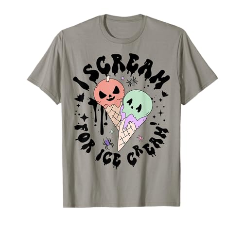 Disfraz retro de Halloween para niñas con texto en inglés "I Scream For Ice Cream" Camiseta