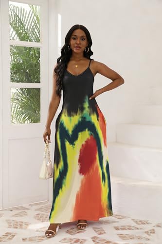 Image of vunahzma Womens Casual Fashion Sleeveless Plus Size Loose Long Sexy Maxi Dress with Pockets