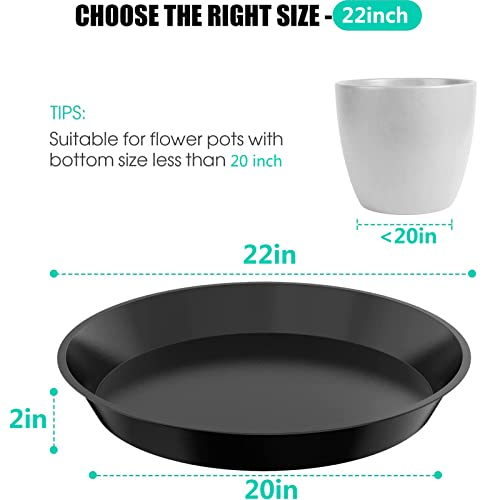 Dunpute 6 Pack Plant Saucer 12 14 16 18 20 22 Inch Plastic Plant Tray, Sturdy And Durable Flower Pot Container Accessories Plant Pot Saucers For Indoor And Outdoor (22 Inch, Black) #TOP1