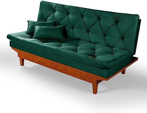 Sofa Cama Caribe 3 Posições Base de Madeira Suede Essencial Estof...
