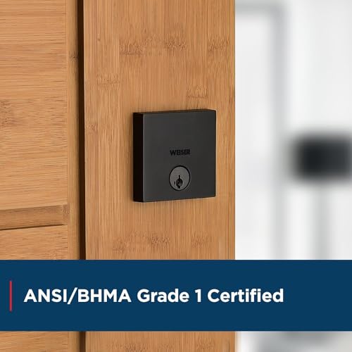 Weiser Downtown Matte Black Square Deadbolt Lock, ANSI/BHMA Grade 1 Certified Front Door Lock, Kick Proof, Bump Proof & Anti-theft Exterior Door Lock with Key, Modern Door Locks for Entry Door by Weiser - Image 4