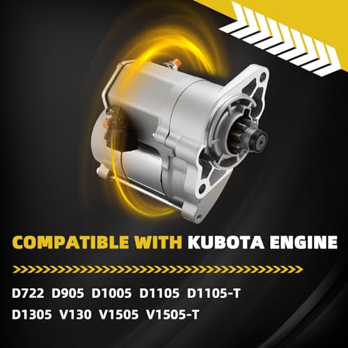 HXYBBGS 16614-63010 16612-63012 Starter Motor Compatible with Kubota Engine D1105 D905 D1005 V1505 D722 D1105-T V130 V1505-T Excavator K-008 1.2KW by HXYBBGS - Image 3