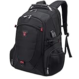 Tzowla Travel Laptop Backpack,Anti-Theft Water Resistant Business Luggage with TSA Lock&USB Charging Port Durable Computer Cooler Daypack for Men Women College School Bag Fit 17/18 inch Laptops-Black