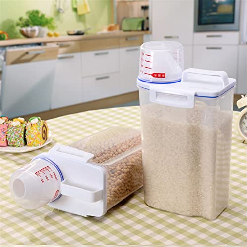 2L Cereal Containers Storage, Plastic Cereal Dispenser Storage Box Kitchen Food Grain Rice Container, Grain Storage Box for Oatmeal, Grain, Cereal, Pasta, Flour(11.4”x5.9 x3 Inch)