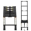 RIKADE Telescoping Ladder 12.5FT & Attic Ladder, Heavy Duty Aluminum with Non-Slip Feet, 330lb Capacity for RV, Attic, Roof & Multi-Surface Use