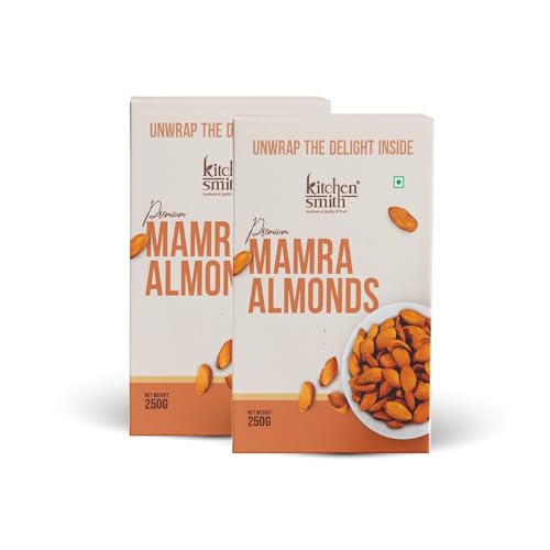 Image of KitchenSmith Mamra Almonds - Pack of 2 (250gm Each) | High In Antioxidant | Naturally Sweet And Tasty | Energy Booster |Premium Dry Fruits