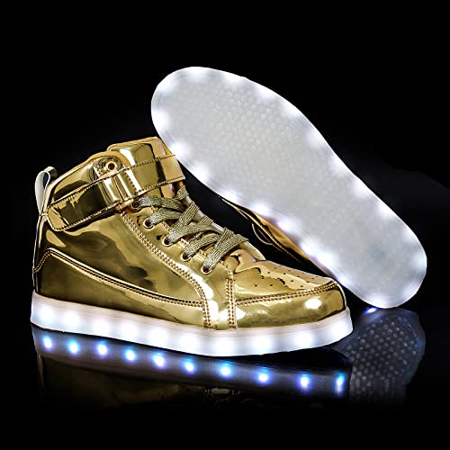 Igxx Led Shoes For Kids Light Up Shoes Boys Girls Fashion High Top Led Lights Sneakers Kids Glowing Gold Big Kids 4 thumb #4