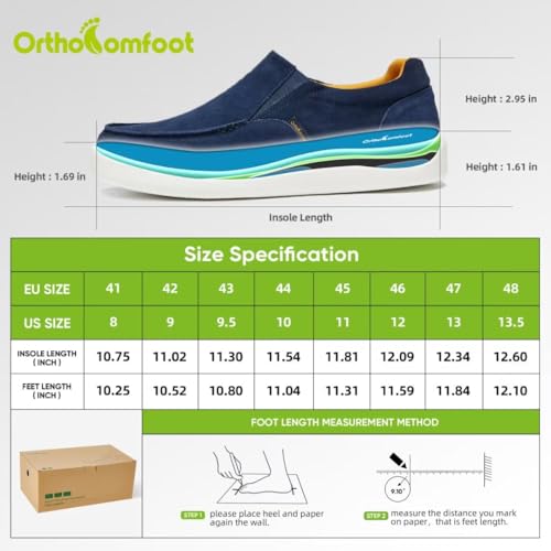 Image of OrthoComfoot Men's Orthopedic Slip-Ons Shoes, Light-Weight Arch Support Walking Loafers with Anti Slip Sole, Comfortable Casual Slip on Shoes for Foot and Heel Pain Relief