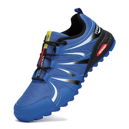 Men's Trail Running Shoes Lightweight Breathable-Mesh Non-Slip for Hiking & Walking Fashion Sneakers, Blue, 10.5