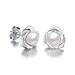 Pearl Earrings, Sterling Silver Rose Stud Earrings White Freshwater Cultured Pearl Stud Earrings, Hypoallergenic (Rose Pearl Earrings)