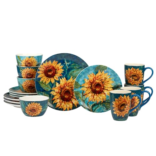 Certified International Golden Sunflowers 16 Piece Dinnerware Set, Serice for 4