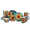 Certified international golden sunflowers 16 piece dinnerware set serice for 4 multicolor  urban country home decor
