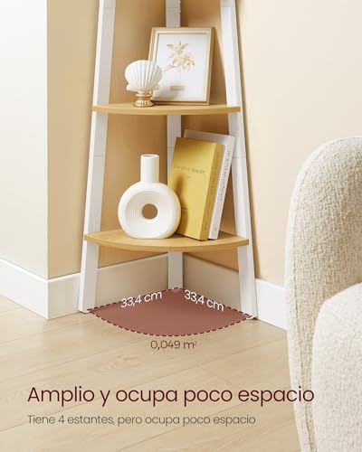 Estantería de esquina para aprovechar rincones pequeños con 4 estantes LLS034Y70 5