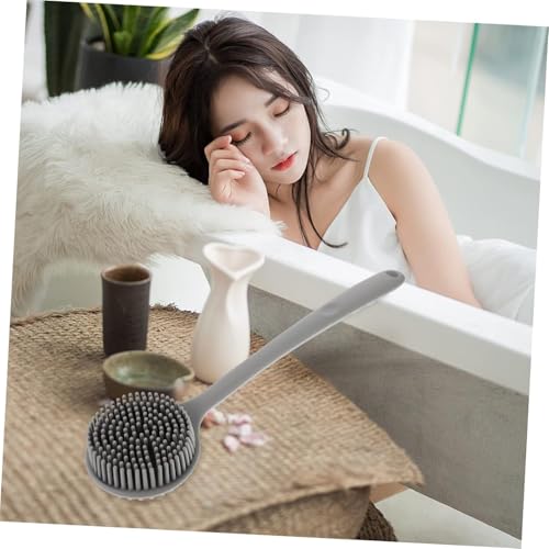 Image of TEKCOOL Premium Soft Silicone Back Scrubber Shower Bath Body Brush with Long Handle Dirt Removal Back Scrubber | BPA-Free | For Men and Women (BLACK)