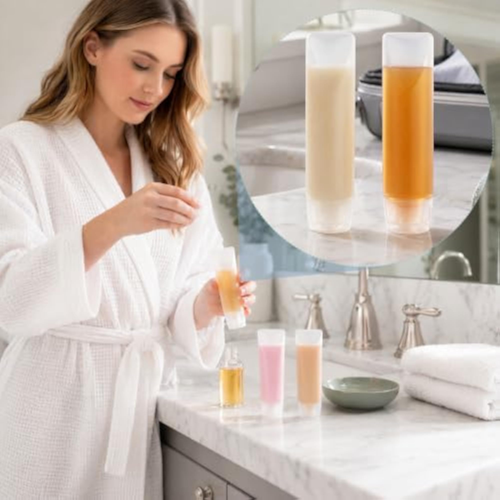 2pcs Travel Size Squeeze Travel Bottles, 1oz, Clear