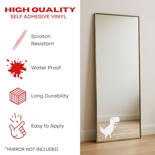 Image of Sticker for Glass & Mirrors| Minimal Vinyl Decal for Bedroom Bathroom & Cafe | Self-Adhesive Waterproof Quote Mirror Sticker | Aesthetic Decals (No Connection Dino, Small, Matt White)
