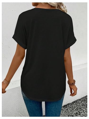 SweatyRocks Women's V Neck Dolman Short Sleeve Star Print Tee Shirts Summer Tops2