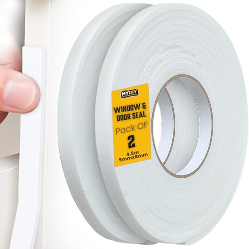 My DIY Draft Excluder Tape for Doors & Windows 2Pack - 5MM x 8MM x 4.5M Self Adhesive Weather Stripping Seal - Window & Door Insulation Soundproofing Draught Excluder Tape - Energy Saving Seal Strip