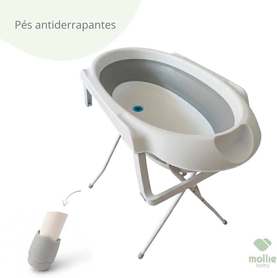 Banheira de Bebê Dobrável Portátil até 35 Litros com Suporte e Almofada de Banho Cinza - Mollie Baby Banheira de Bebê Dobrável Portátil até 35 Litros com Suporte e Almofada de Banho Cinza - Mollie Baby