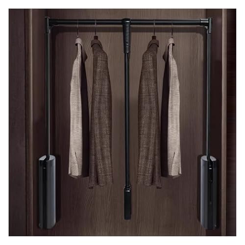 Barra De Armario Abatible Ajustable,Organizador De Armario con Retorno Suave,Percha De Tela Extensible,Marco De Aleación De Aluminio De Carga De 20 KG Y Carcasa De Plástico ABS(Black,700-1050mm)