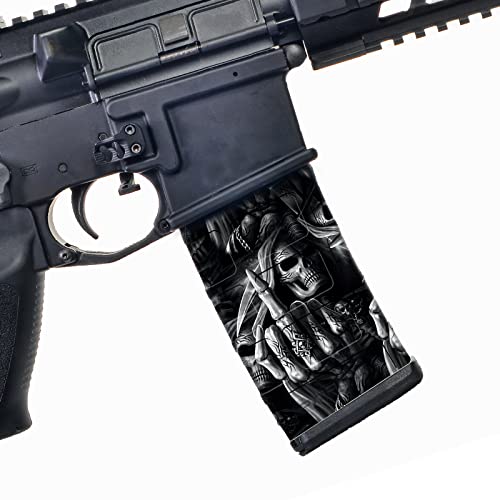 Skinarms Ar-15 Mag Skins, 4 Pack, 100% Waterproof Matte Finish Vinyl Decal, Precut Pieces Easy To Install And Fits Ar-15 Magazines, Protects Rifle Mags With Style (Sa Fxxk You Reaper*4P) #TOP2