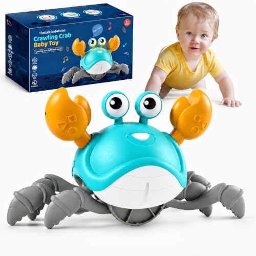 Image of Crawling Crab Baby Toys, Tummy Time Toy for 3 4 5 6+ Boys Girls Gifts | Baby Toys 6-12-18, Infant Learning Crawl Walking Dancing Crab with Music&Speed Control Birthday Gifts