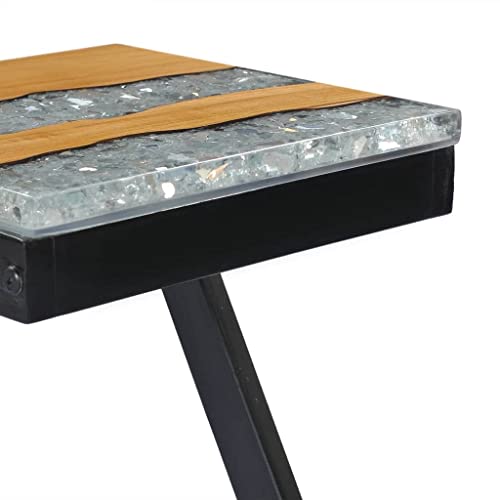 Table basse teck massif design en Z petit meuble d'appoint - 7
