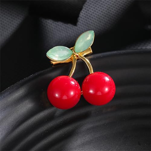Image of Cute Lemon Brooch Pin for Women Rhinestone Fruit Little Brooch Sparkling Crystal Strawberry Cherry Enamel Pin Christmas Birthday Art Deco Jewelry Gifts