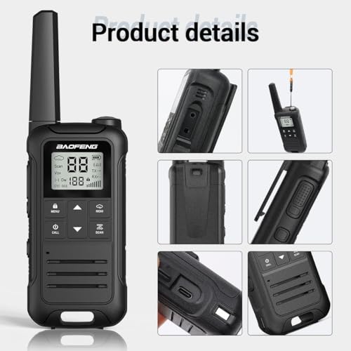 Image of Walkie Talkies Long Range for Adult, 4Pack Rechargeable Baofeng Walkie Talkie F22 FRS Two Way Radio,USB-C Cable,1400mAh Li-ion Battery NOAA with Flashlight for Camping Family